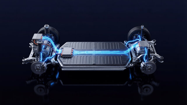 Electric vehicle chassis with battery pack and drivetrain components