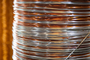 Close-up shot of stacked metallic wire coils showcasing their intricate patterns