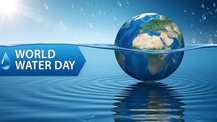 World water day awareness image with globe and water