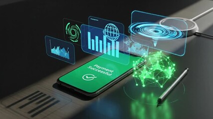 Mobile Payment Successful Transaction with Digital Interface and Wireless Charging - Powered by Adobe