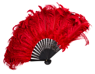 Untitled design - Grand Red Feather Fan Opened in Dramatic Crescent Shape, Burlesque Stage Prop, Isolated PNG (3)