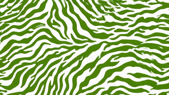 Animated Green Zebra Stripes Waving Abstractly