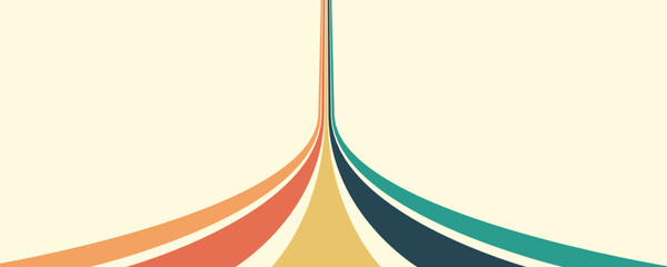 Abstract background of rainbow groovy Wavy Line design in 1970s Hippie Retro style. Vector pattern ready to use for cloth, textile, wrap and other.