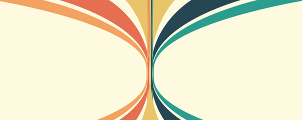 Abstract background of rainbow groovy Wavy Line design in 1970s Hippie Retro style. Vector pattern ready to use for cloth, textile, wrap and other.