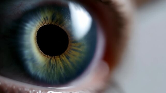 Close-up of Human Eye with Detailed Iris and Pupil