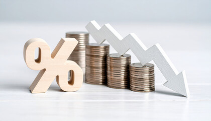 Global economic slowdown shown by falling market finance with inflation crisis and recession impacting business growth