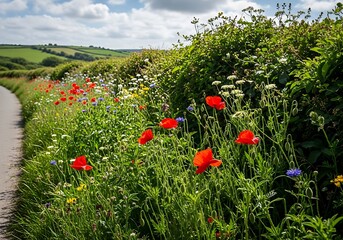 Rural Path Poppies: Summer's Lush Embrace