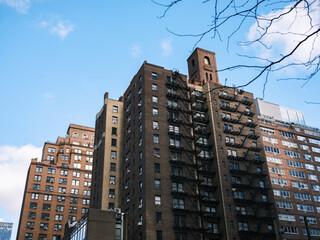 Classic New York City Apartment Buildings with Fire Escapes