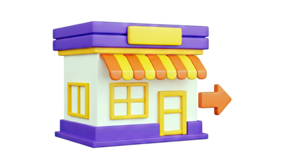 3D Icon of a Storefront with an Arrow