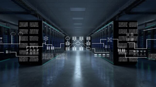 Data Center Network Illustration, Dynamic Representation Of Enterprise Cloud Infrastructure Processes
