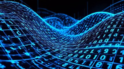 Abstract digital wave with binary code - Powered by Adobe