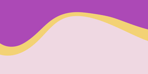 Bold Top Wave Purple and Yellow Vector Background Illustration. Features a dominant purple wave at the top with a yellow accent line on a pink background.
