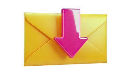 Orange envelope with a pink download arrow icon