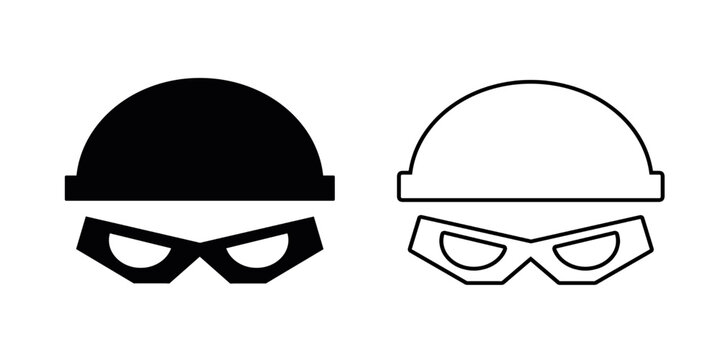 Thief with cap set icon isolated on white background.
