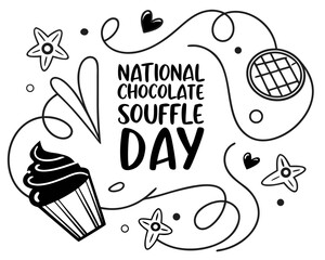 National Chocolate Souffl&eacute; Day Vector Illustration, Elegant Dessert and Bakery Celebration Graphic