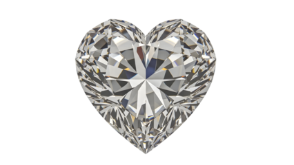 Sparkling diamond heart shaped gemstone isolated on transparent background
