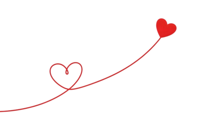 A red heart on a string on a transparent background for valentines day or love