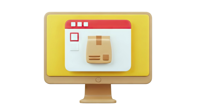 Online Delivery Service Icon on Computer Screen - Powered by Adobe