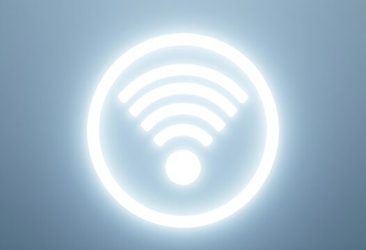 A 3d illustration of a wireless network icon set featuring a blue wifi symbol button for web technology communication and internet signal connection on a computer website design - Powered by Adobe