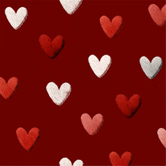 Soft Textured Red and White Hearts Pattern