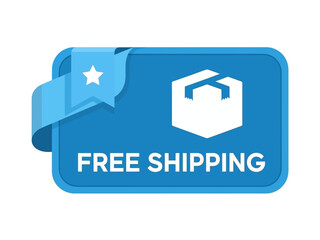 Vibrant blue promotional badge graphic announcing complimentary delivery, with a star emblem and package icon, for e-commerce marketing and customer incentives