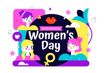Naklejka premium International Women's Day Vector Illustration on March 8 Celebrating Achievements Freedom Women Through Flat Cartoon Background Design