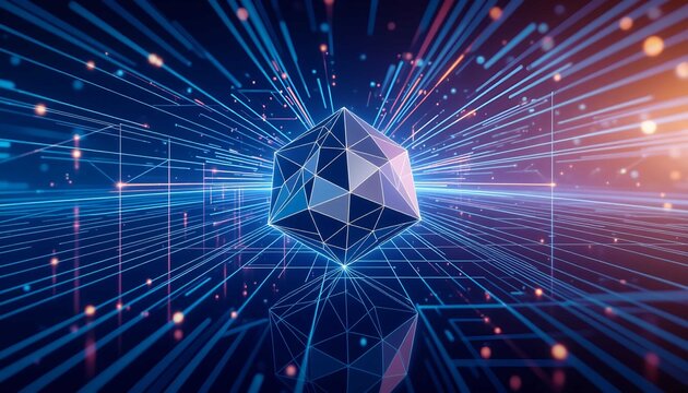 Futuristic abstract technology background with geometric digital structures and premium business innovation