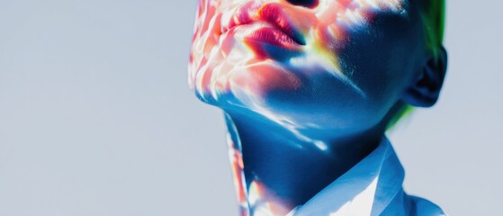 Professional Woman with Biometric Scan and Digital Hologram Modern Identity Verification for Tech Marketing and Web Campaigns