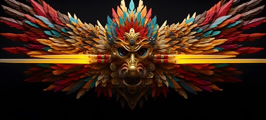 garuda warrior shaped matchstick carving,generative AI