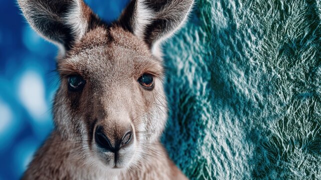 Premium Kangaroo in Snow Modern Environmental Awareness Content with Neon Mint and Sofi Lilac Tones for Marketing