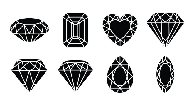 A collection of eight different shaped black gemstones