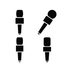 TV News Microphone Silhouette Vector Icon Set
