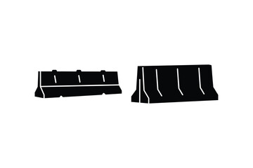Road Divider Traffic Silhouette Vector Icon Set