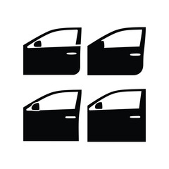 Car Door Automotive Silhouette Vector Icon Set