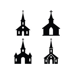 Church Silhouette Vector Icon Set