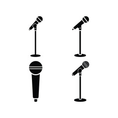 Concert Microphone Music Silhouette Vector Icon Set