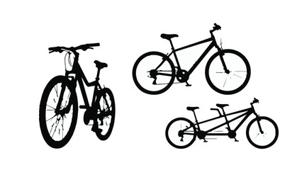 Obraz premium Three bicycles in different positions on white background