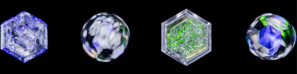 Futuristic bubble shields and energy deflector elements glowing hexagon shapes with transparent texture in Electric Orchid, Mint Breeze, and Dandelion Burst colors