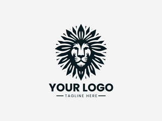 Fototapeta premium lion sun black vector logo illustration