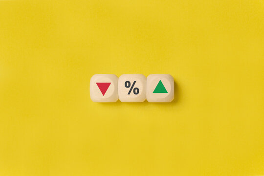 Mortgage and loan rates. Interest rate, stocks, ranking. Business and finance concept.