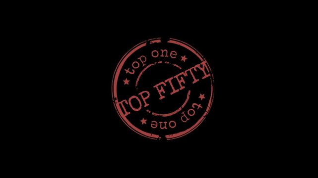 Rotating top one stamp on black textured background with scattered letters