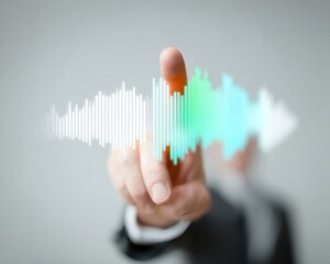 Professional Businessman Gesturing to Digital Chart Modern Tech Investment and Finance for Marketing and Advertising Campaigns