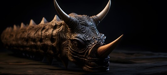 Triceratops shaped matchstick carving,generative AI