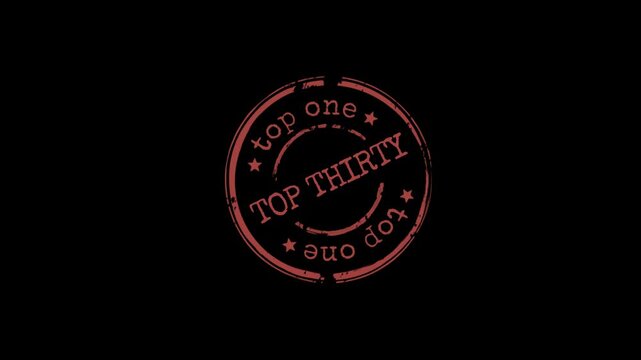 Animated text of top one stamp on black background