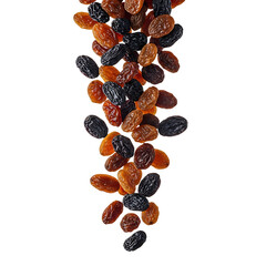 Obraz premium A colorful assortment of mixed raisins falling in a stream.