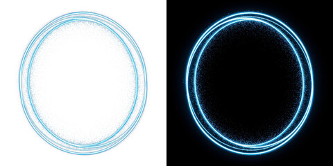 A futuristic illustration of two glowing blue circles on a black background 