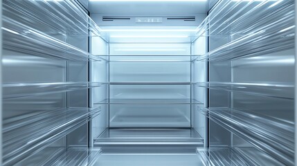 Empty modern refrigerator interior view.
