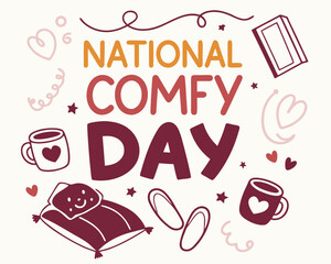 Cozy Lifestyle National Comfy Day Vector Illustration, Comfort and Relaxation Design