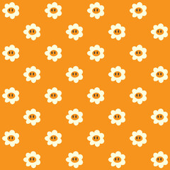 Cute Flower Character Vector Seamless Pattern