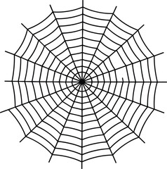 Obraz premium Spider web illustration isolated on white background, black cobweb line art design, halloween symbol, spooky minimalist vector graphic